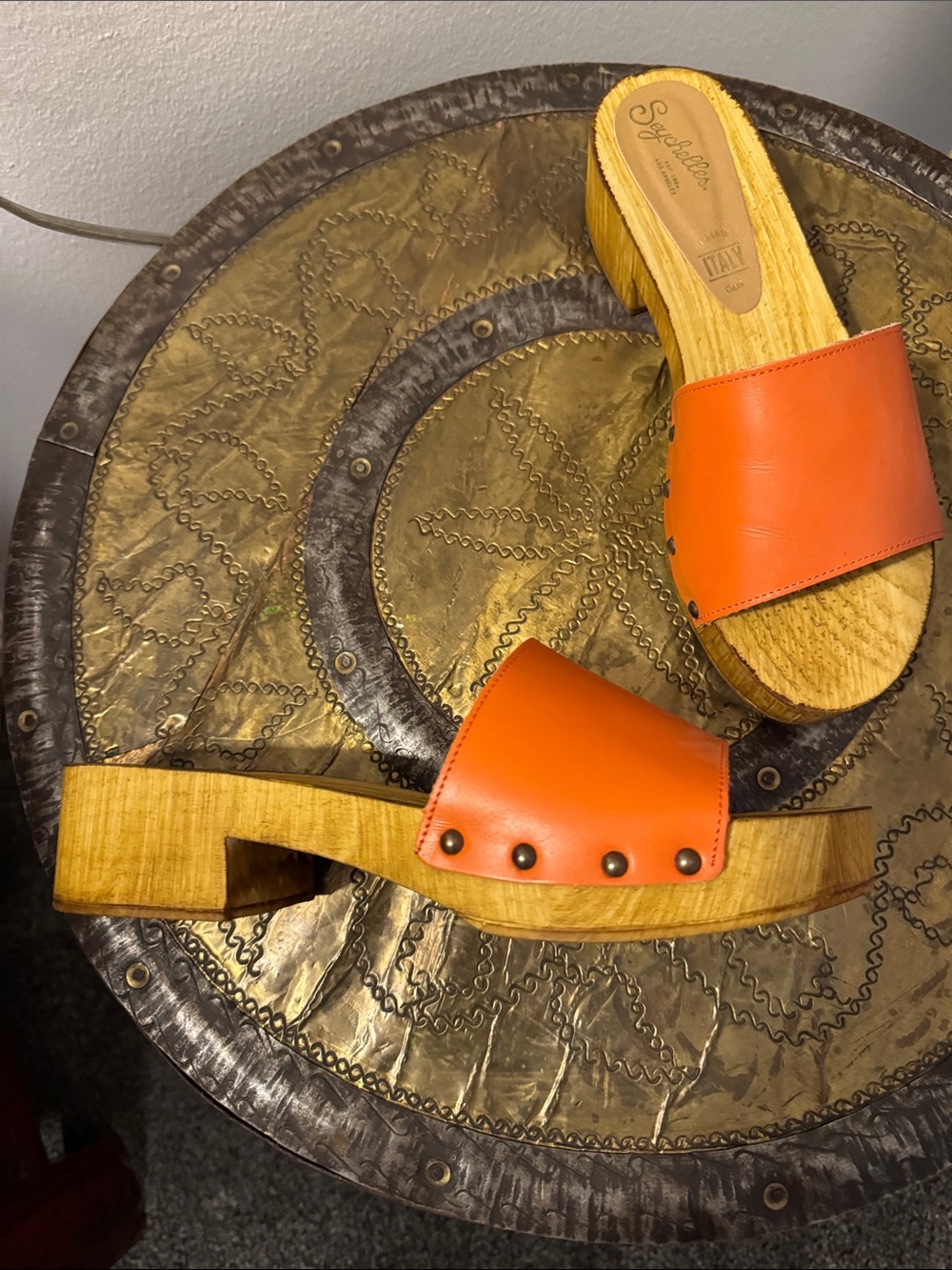 Seychelles Orange Leather Slide Clogs - Picture 3 of 5